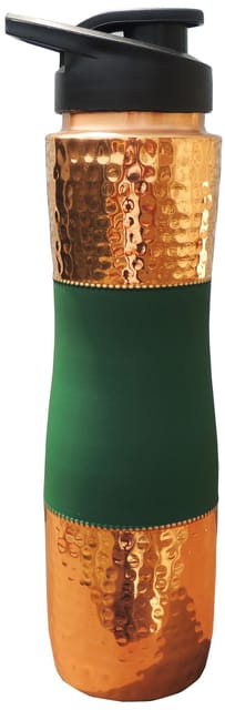 Copper Drinking Water Bottle Sipper Silk Green - 3*3*11.5 Inch (BC188 G)
