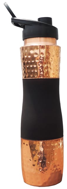 Copper Drinking Water Bottle Sipper Silk Black - 3*3*11.5 Inch (BC188 B)