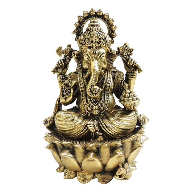 Brass Showpiece Ganesh Ji Statue - 3.5*3*5 Inch (BS1848 G)