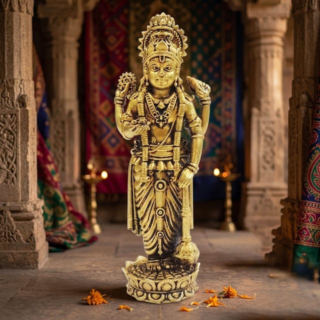 Brass Showpiece Vishnu Ji God Idol Statue - 2*1.5*5 Inch (BS1868 V)