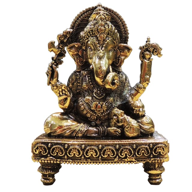 Brass Showpiece Ganesh Ji God Idol Statue - 3*2*4 Inch (BS1849 G)