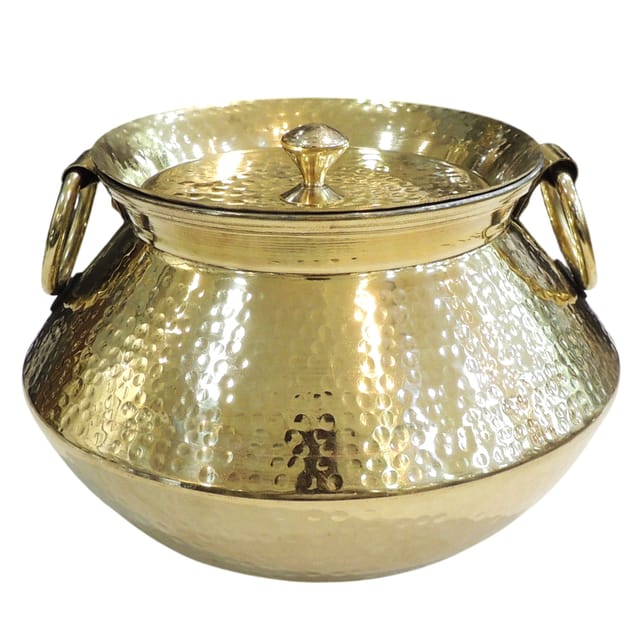 Brass Handi with Lid | Traditional Biryani Handi Pot for Slow Cooking & Serving, Pure Brass (BC207 C)