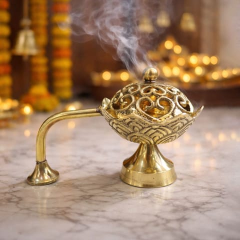 Brass Loban Dan, Luab Daan, Bakhoor Dan - 5.5*3.2*4 Inch (Z657 C)