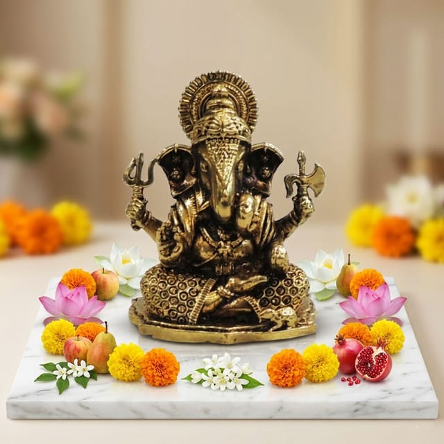 Brass Showpiece Ganesh Ji God Idol Statue - 1.5*1.2*2 Inch (BS1851 K)