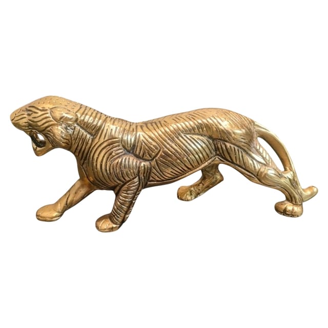 Aluminium Showpiece Gold Tiger Statue - 9*2*3.6 Inch (AS215 G)