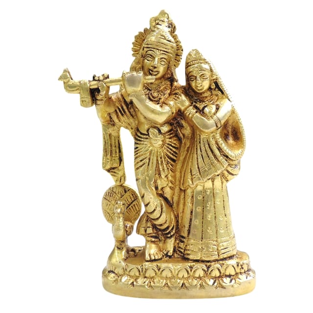 Brass Radha Krishna Idol Statue for Home Temple & Gifting - 4*1.5*6 Inch (BS399 K)