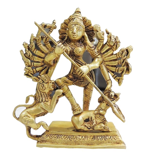 Brass Mahishasur Mardini Durga Idol Statue for Pooja Room - 5.5*2.2*6.2 Inch (BS1105 X)