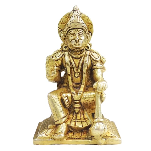 Brass Hanuman Ji Idol Statue for Home Temple, Small Size - 3.7*3*6 Inch (BS1333 H)