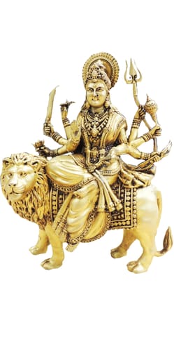 Brass Durga Ji Idol Statue for Home Temple & Festive Gifting - 6*3*7.5 Inch (BS1732 K)