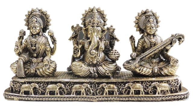 Brass Laxmi Ganesh Saraswati - 8*2*4 Inch (BS1772 E)