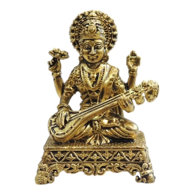 Mini Brass Ganesh Ji Idol Statue for Car Dashboard & Gifting - 1*1*1.5 Inch (BS1851 E)