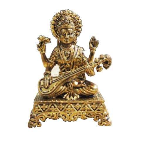 Brass Saraswati Ji Idol Statue � Small Size for Home Temple - 2*1.5*2.5 Inch (BS1920 F)