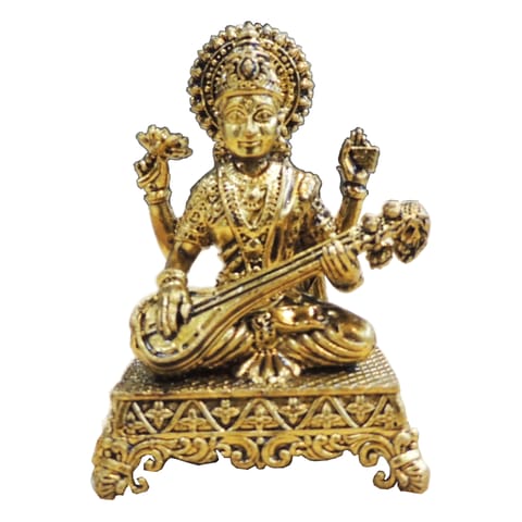 Brass Saraswati Ji Idol Statue � Small Size for Pooja Room - 2*1.5*2.7 Inch (BS1920 G)