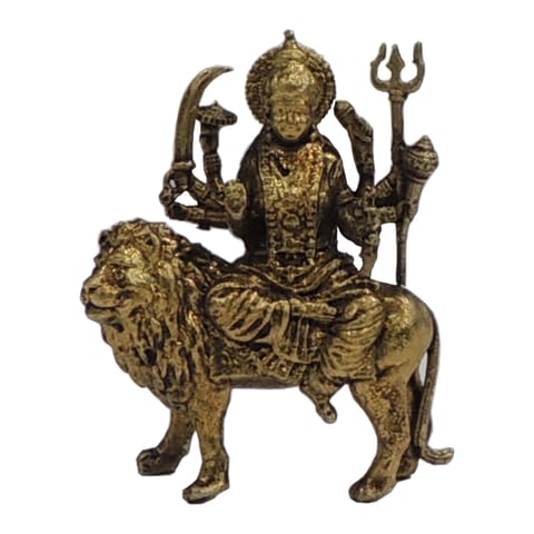 Mini Brass Durga Ji Idol Statue for Car Dashboard & Gifting - 1*0.5*1.5 Inch (BS1922 B)