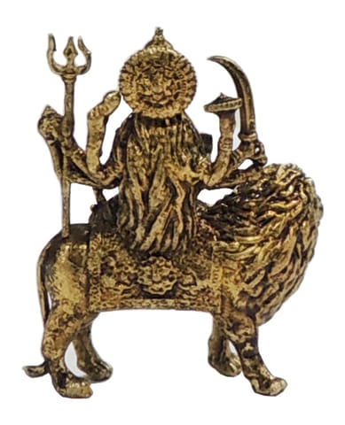 Mini Brass Durga Ji Idol Statue for Car Dashboard & Gifting - 1*0.5*1.5 Inch (BS1922 B)