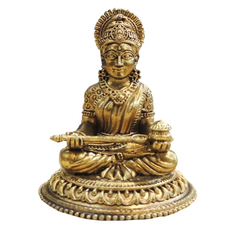 Brass Maa Annapurna Idol Statue - Small Size for Home Temple - 2.5*2.5*3 Inch (BS1924 G)
