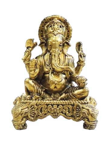 Mini Brass Ganesh Ji Idol Statue for Home Temple & Gifting - 1.5*1*2 Inch (BS1925 G)