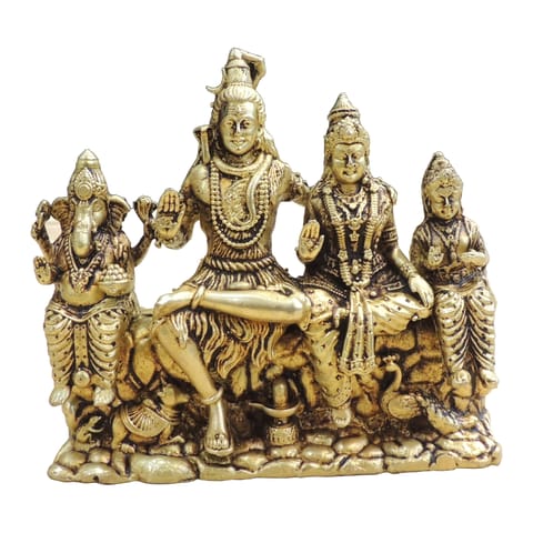 Brass Shiv Parivar Idol Statue for Home Temple, Small Size - 3.5*2.2*3 Inch (BS1932 C)