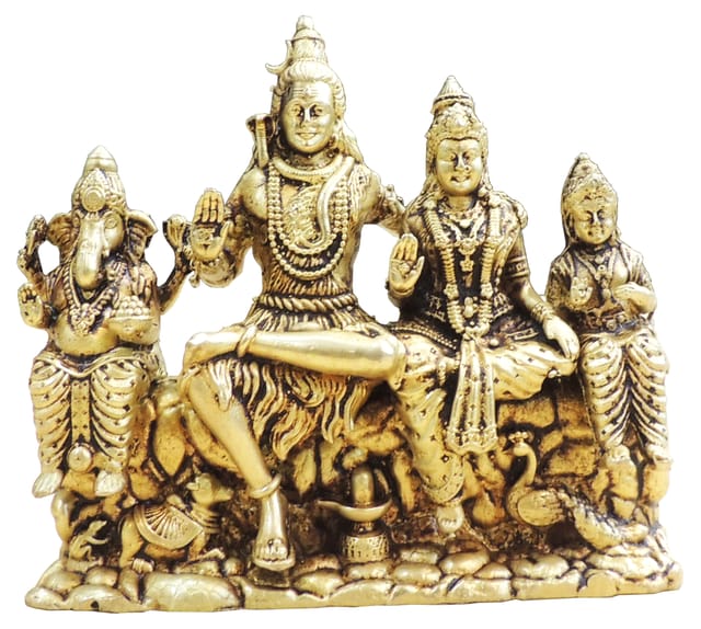 Brass Shiv Parivar Idol Statue for Home Temple, Medium Size - 4.7*1.5*4.2 Inch (BS1932 E)