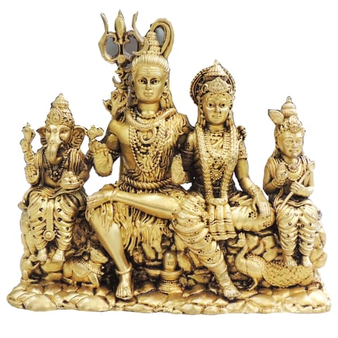 Brass Shiv Parivar Idol Statue for Home Temple, Large Size - 6*2.5*5.2 Inch (BS1932 G)