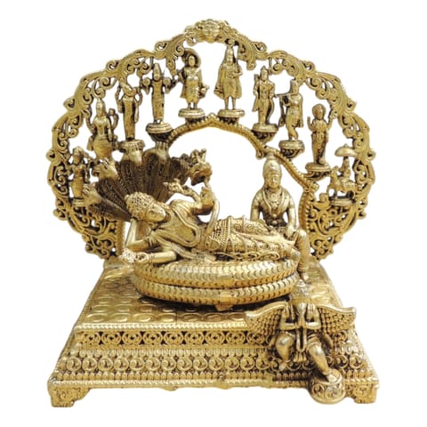 Brass Vishnu Laxmi Dashavatar Idol Statue for Home Temple - 5*3*5 Inch (BS1934 D)