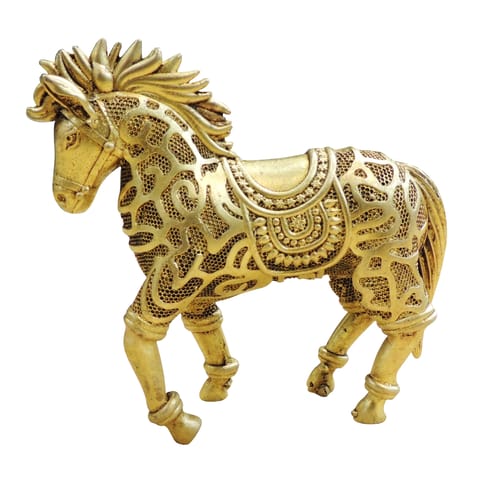 Brass Running Horse Showpiece Statue for Home Decor & Vastu - 4*1*4 Inch (BS1936 C)
