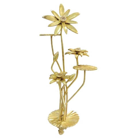 Brass Decorative Flower Showpiece - Large Statement Piece for Home Decor - 10*6*32 Inch (BS1938 C)