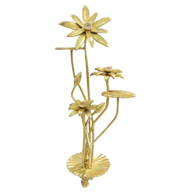 Brass Decorative Flower Showpiece - Large Statement Piece for Home Decor - 10*6*32 Inch (BS1938 C)