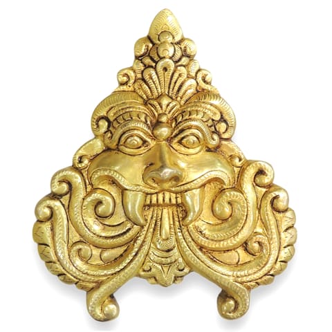 Brass Yali Door Face Wall Hanging for Home Entrance Decor - 6*0.5*7 Inch (BS1942 C)
