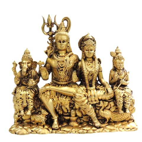 Brass Shiv Parivar Idol Statue for Home Temple, Large Size - 6*2.5*5.2 Inch (BS1932 G)