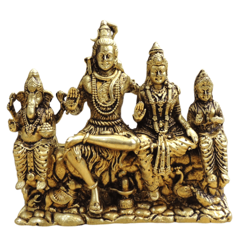 Brass Shiv Parivar Idol Statue for Home Temple, Medium Size - 4.7*1.5*4.2 Inch (BS1932 E)