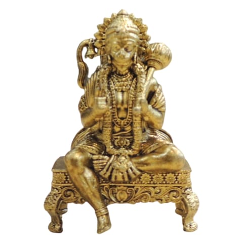Brass Hanuman Ji Chowki Idol Statue for Pooja Room - 1.5*1*2.5 Inch (BS1927 G)