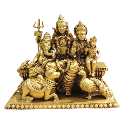 Brass Shiv Parivar Idol Statue for Home Temple, Small Size - 3.5*2.2*3 Inch (BS1932 C)