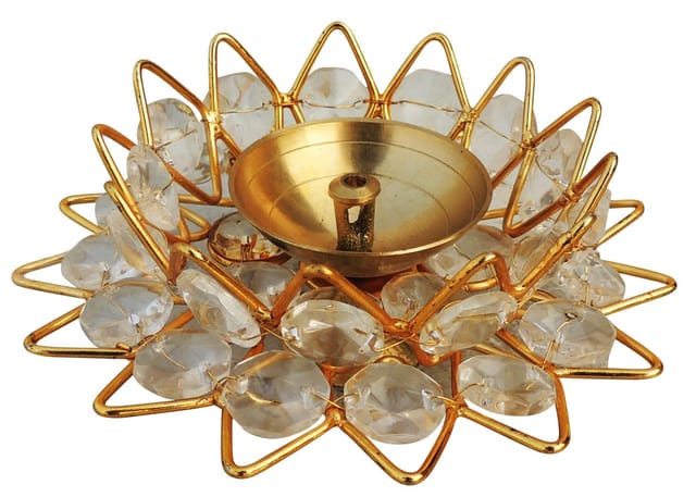 Brass Fancy Bowl Crystal Deepak No. 3 - 4.4*4.4*2 inch (Z423 C)