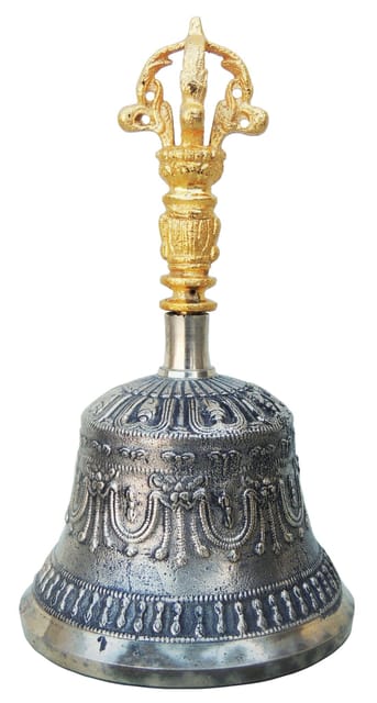 Pure Bronze Metal Hand Bell, Kansa Hand Bell No. 3- 3.8*3.8*6.5 inch (Z114 D)
