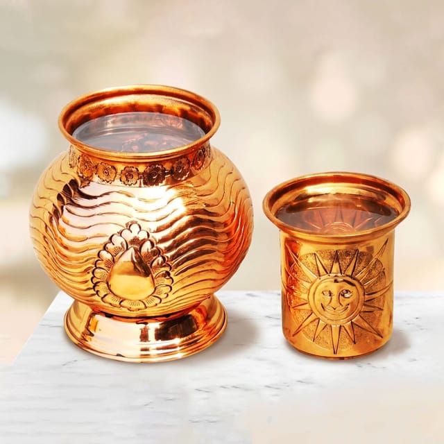 Copper Lota With Glass - (BC103 C)