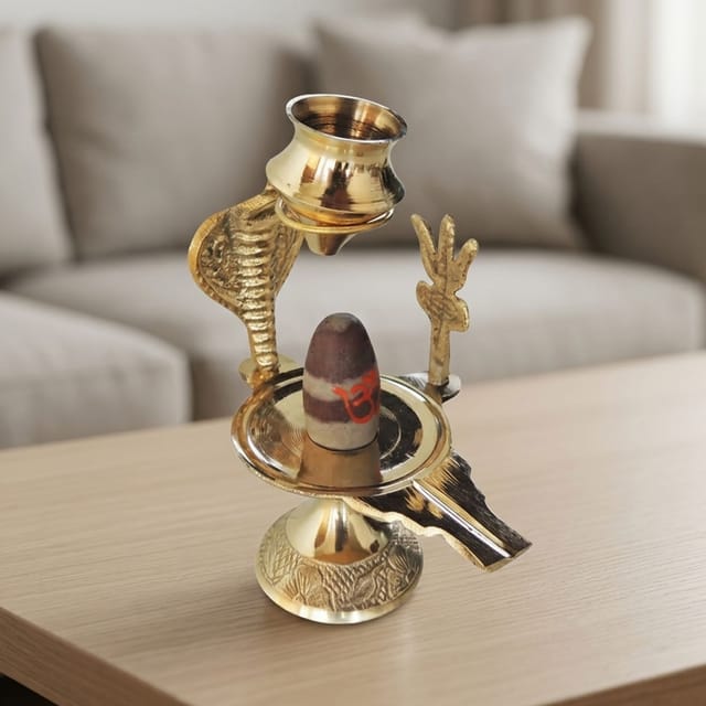 Brass Nav Dev Shiv Ling No. 1 - 2.8*1.8*3.8 inch (Z464 B)
