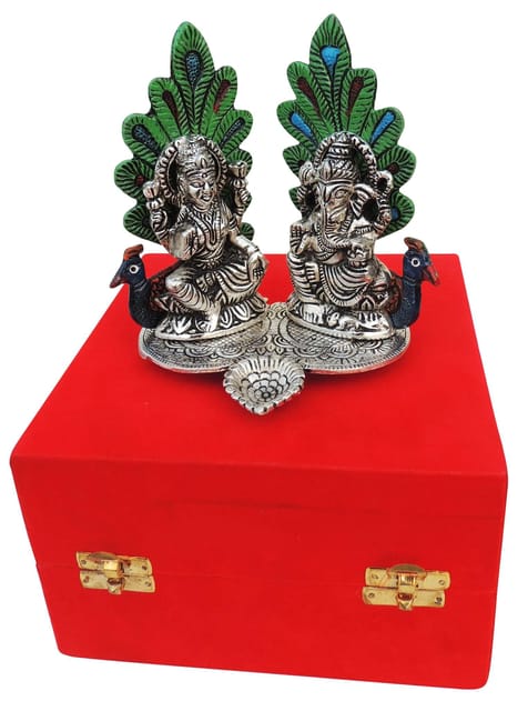 Showpiece Aluminium Lamxi Ji Sitting On Peacock - 5.5*4.2*5.8 inch (AS367 S)