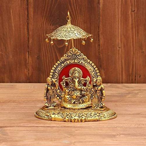 Showpiece Ganeshji with Ridhi Sidhi Gold - 6.5*5.5*8.5 inch (AS133 G)