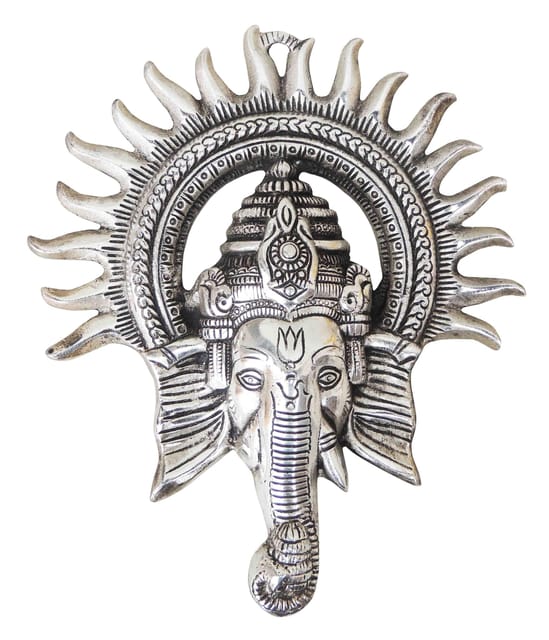 Showpiece Ganesh Circle Wall Hanging Silver - 8.4*1.2*9.8 inch (AS243 S)