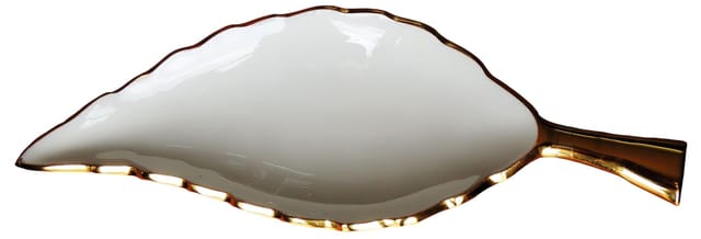 Decorative Neem Leaf white and Gold - 13*5*0.5 inch (A3183/13)