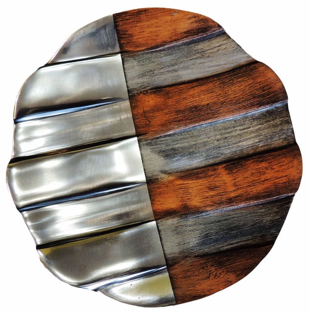 Decorative Round Half Polish Tray Platter - 10*10*0.5 inch (A3109/10)