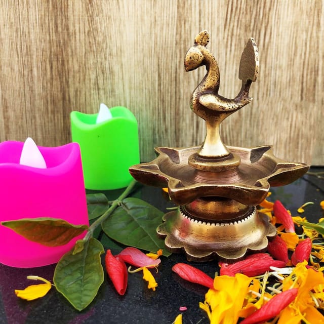 Brass Cock (Murga) Oil Lamp Deepak 7 Wicks - 3.5*2*2 Inch (BS1184 A)