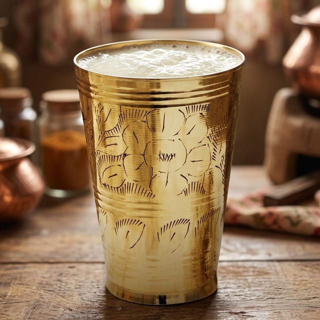 Lassi Glass Brass - 350 ml - 3.2*4.4*4.6 inch (BC113 C)