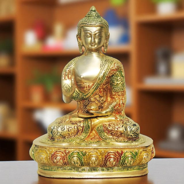 Brass Showpiece Buddha Big Statue  - 8*4*10 inch (BS660 A)