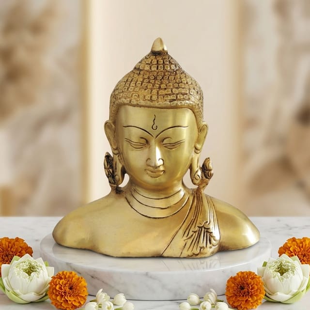 Brass Showpiece Buddha Half Statue  - 6.2*2.5*6.5 inch (BS1073 G)