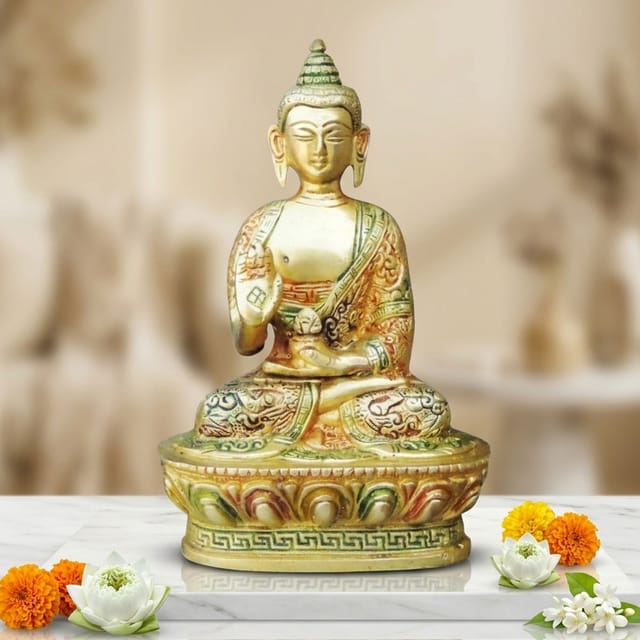 Brass Showpiece Buddha Statue  - 4.4*3*6.8 inch (BS660 X)
