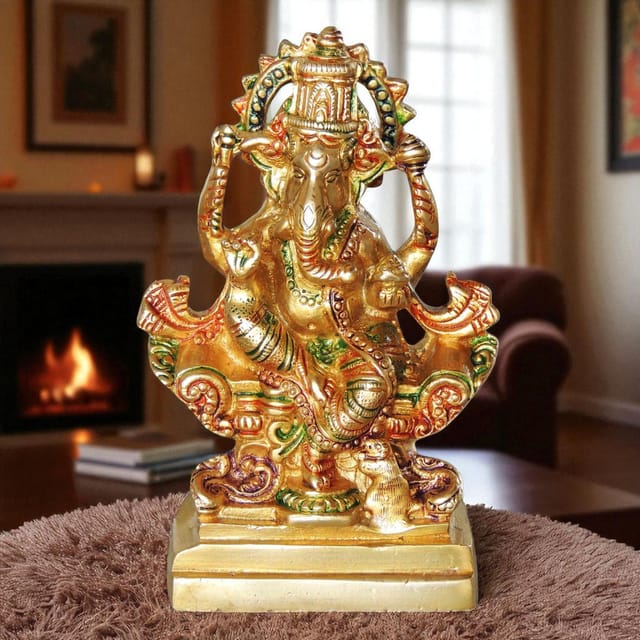 Brass Showpiece Ganesh Ji God Idol Statue - 3.8*2*6.8 inch (BS1064 G)