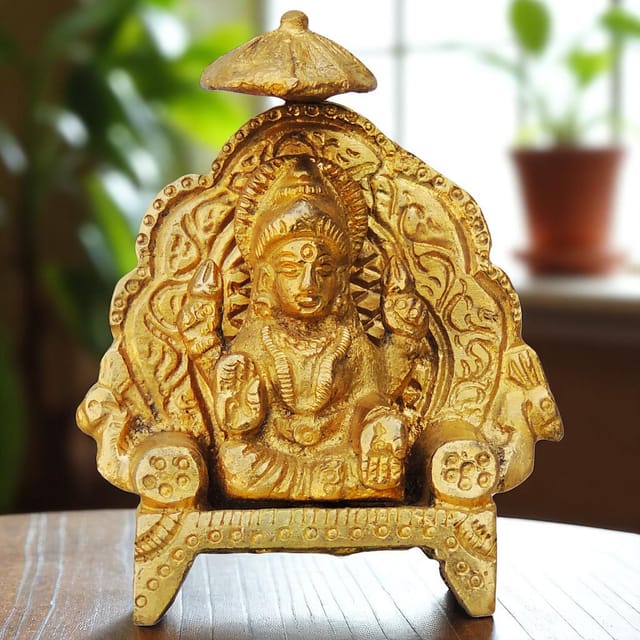 Brass Showpiece Laxmi Ji with Chati God Idol Statue - 2.5*1*3 inch (BS416)