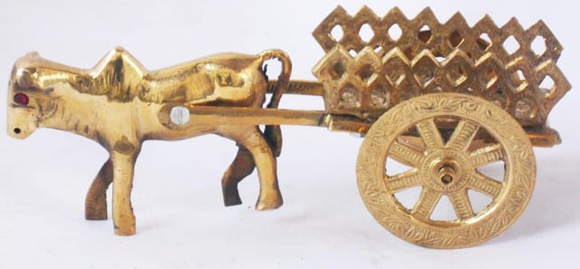 Brass Showpiece Bull Cart Statue  - 8.5*3.8*3.5 inch (Z356 C)
